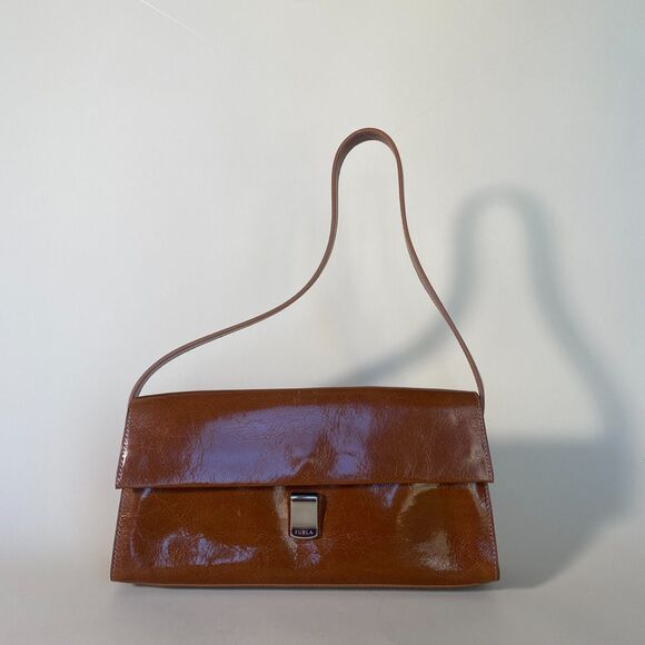 Vintage Caramel Brown Furla Leather Shoulder Bag - Picture 1 of 8